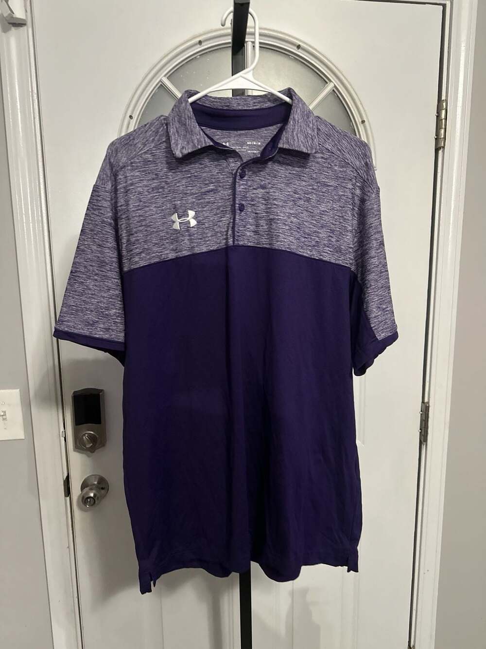 Under Armour HeatGear Loose Two-Tone Purple Polo Shirt Size Medium #382